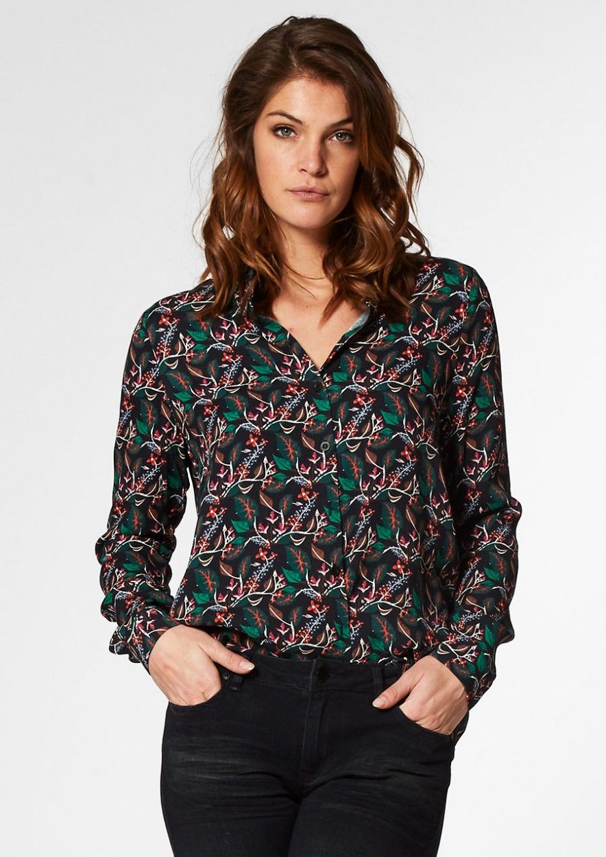 toewijzing Regelmatig Elementair Lisanne zwarte blouse met kleurrijke all-over print voor dames | Circle Of  Trust official webshop