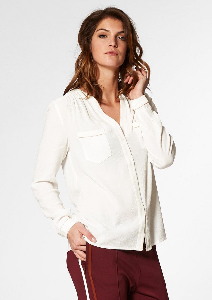 gebroken witte blouse met metallic details voor dames | Circle Trust official webshop